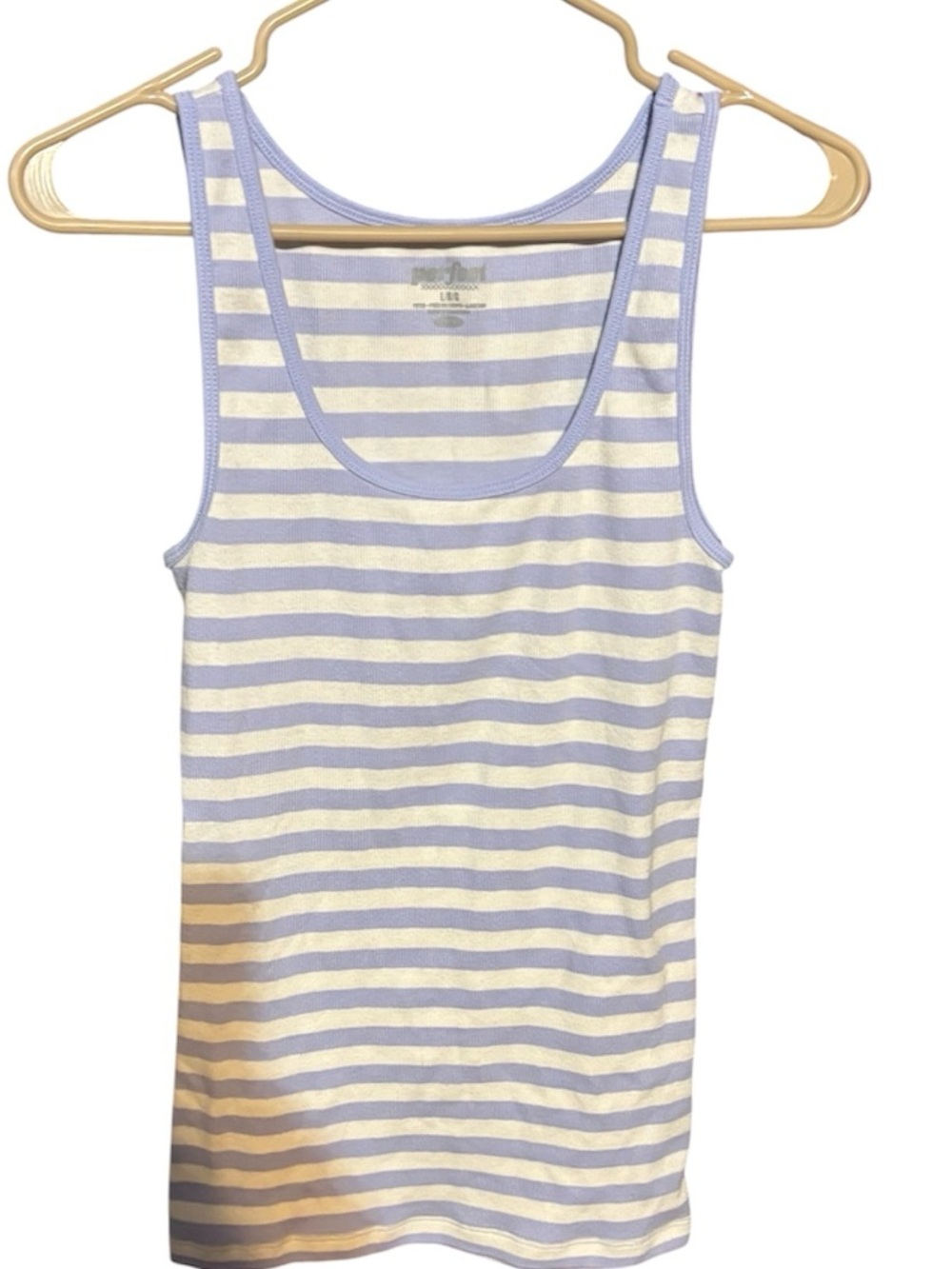 Women’s Perfect Old Navy Fitted Tank Top, Stripped, White And Periwinkle, Size L